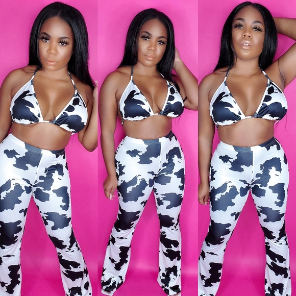 Cali Mentality Pants - "Cash Cow" Cow print matching set